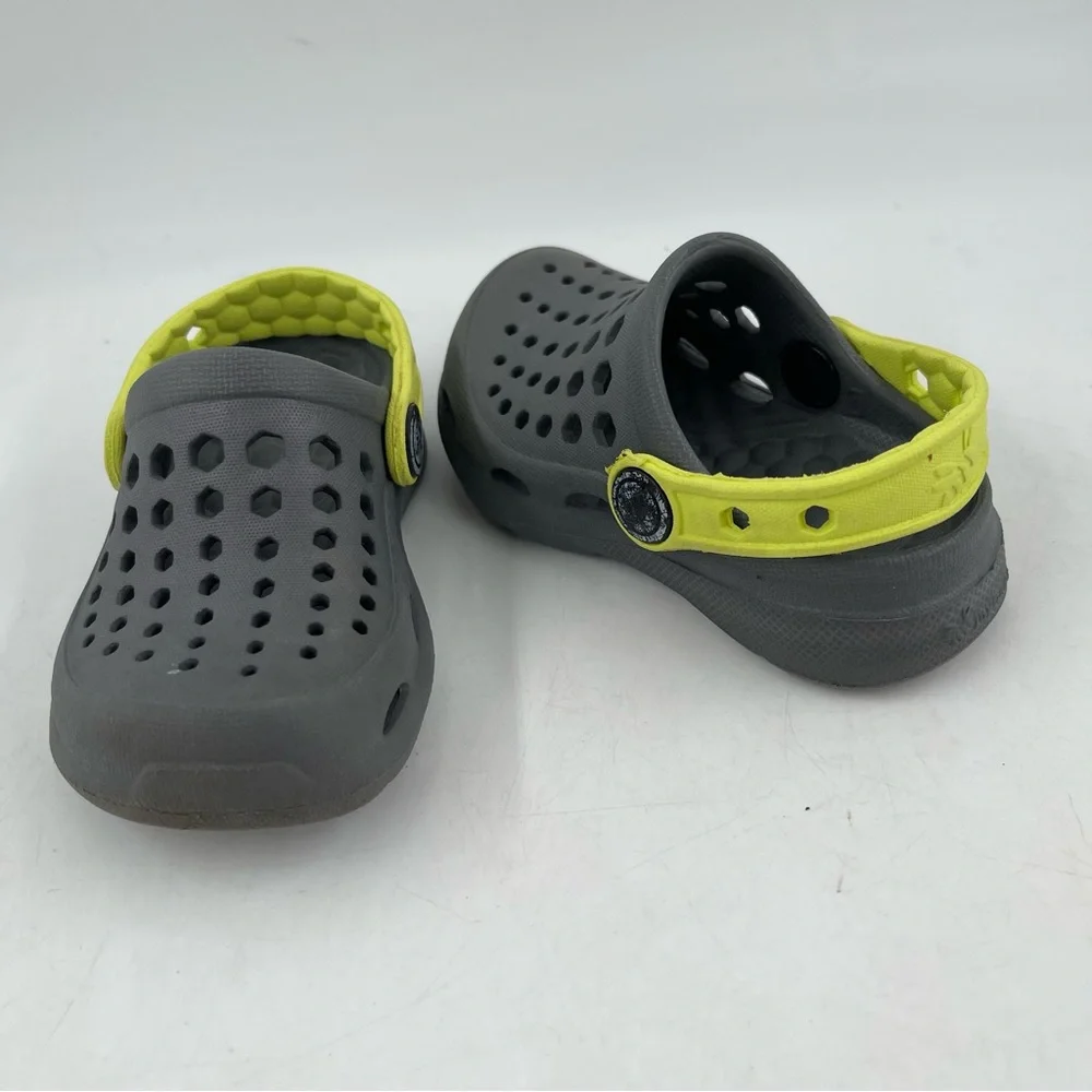 Joybees Unisex Toddler Gray Yellow Ventilated Mules Clogs Shoes - Size 4/5 Child